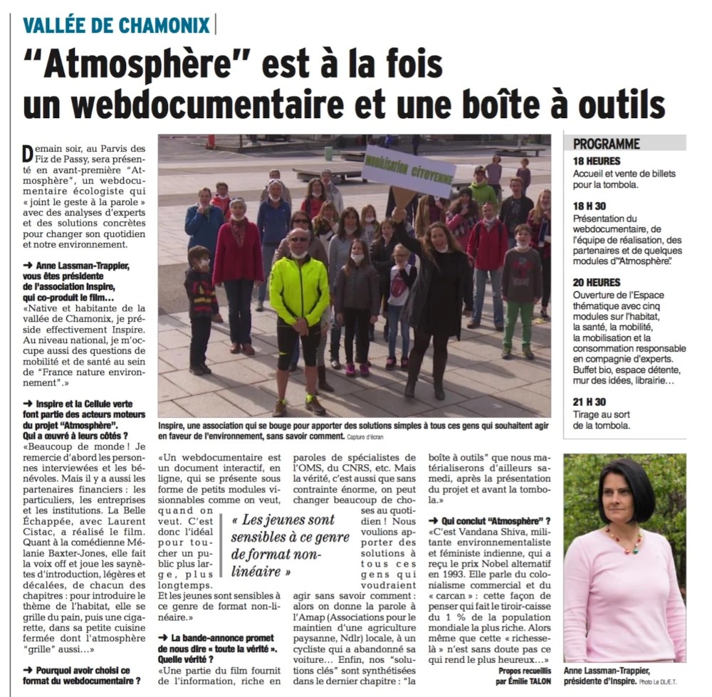 Article du journal Le Dauphiné Libéré