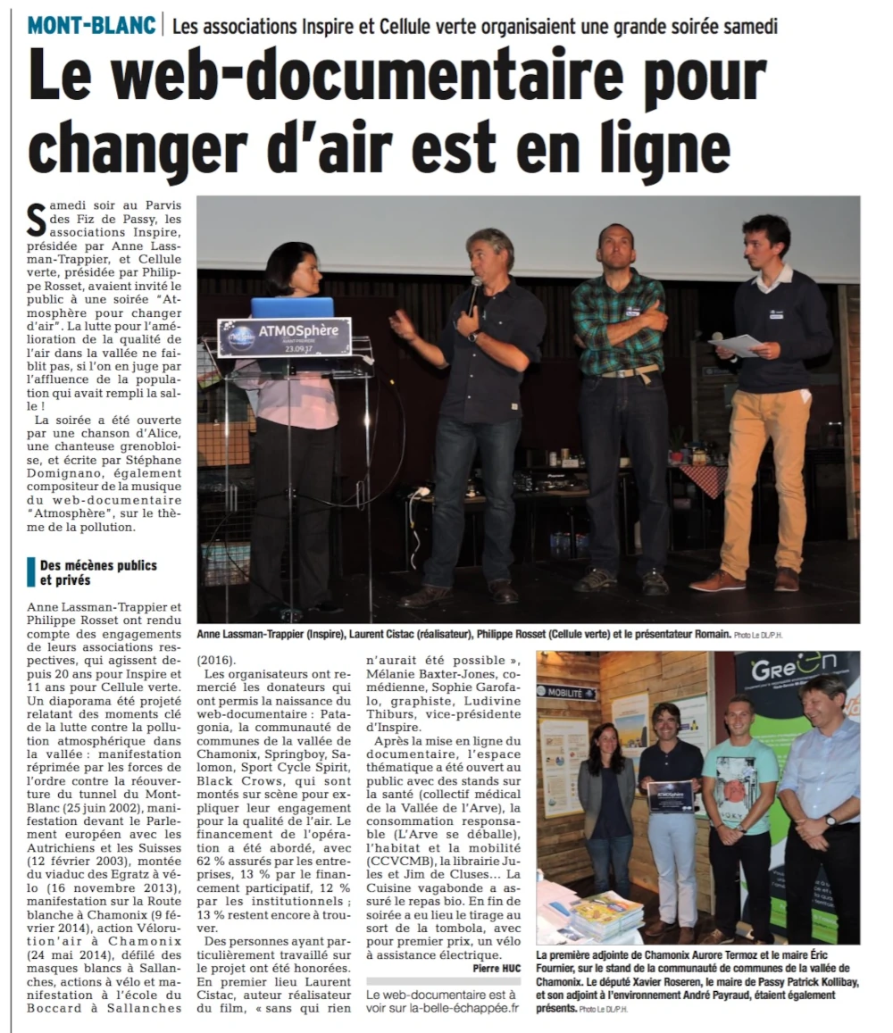 Article dans le journal Le Dauphiné Libéré