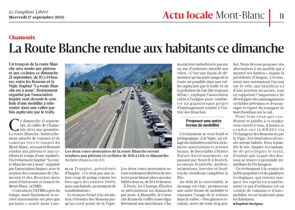 Article dans le journal Le Dauphiné Libéré